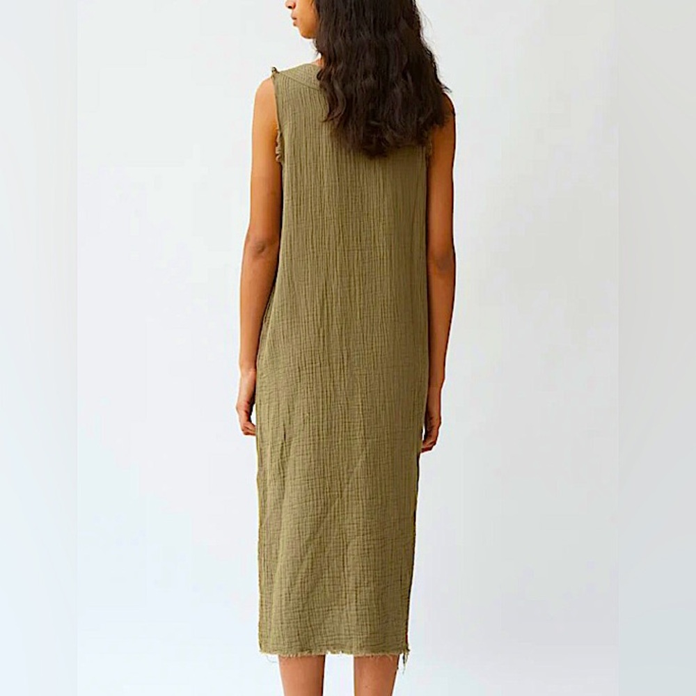 Raquel Allegra cotton gauze sleeveless Luna midi dress olive army green Medium - Picture 4 of 14